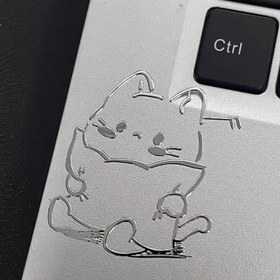 Resim Metalik dokulu, yaratıcı su geçirmez dekoratif damgalarla, telefonlar ve bilgisayarlar için uygun olan, çizgi film 3D kedi yastık damgaları. 