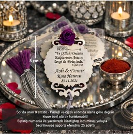 Resim Magnet Kişiye Özel 25 Adettir Gümüş Pleksidir Püsküllü No 033 