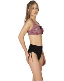 Resim Endeep Kadın Büyük Beden Balenli Destekli Bağlama Detaylı Kırmızı Desenli Bikini Takımı-kırmızı Kırmızı 