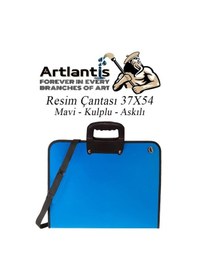 Resim Resim Çantası 35x50 Cm Resim Defteri Palet Fırça Seti 1 Paket Mavi Resim Proje Çantası Fermuarlı Kulplu 37x54 Cm 