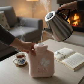 Resim Uravas Store Hello Everyone Yazılı Kurdeleli Pembe Peluş Sıcak Su Torbası 1 Lt - Yumuşak Kılıf, Uzun Süre Sıcak 