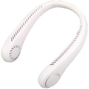 Resim Taşınabilir Mini Boyun Fanı 1200mah Usb Şarj Edilebilir 3 Hızlı Spor Fanı-a 3484 Beyaz 