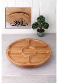 Resim Döner Bambu Sunum Tabağı 5 Bölmeli 25 Cm Royaleks-bls Ds2525 Ahşap 