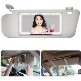 Resim Dijipazar Araç İçi Makyaj Aynası, Led Işıklı, Dokunmatik, Beyaz-Gün Işığı Ayarlanabilir Işık Şiddeti (Kablolu) 