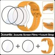 Resim 3 adet Yeni Ücretsiz İşlem Düğmesi Kayışı SamSung için Galaxy Watch 7 6 5 4 40mm 2 adet ekran koruyucu film + SamSung için Galaxy Watch 7 6 5 4 40mm için Boşluklar Olmayan bileklik bandı 
