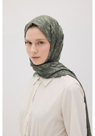 Resim Mirsoy Scarf Rüya Pamuk Etnik Desen Şal Zeytin Yeşil 