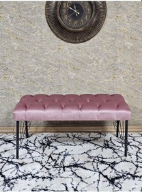 Resim Zafir Siyah Boyalı Tel Ayaklı 90 Cm Puf Bench - Puf - Bench - Kasalı Oturak - Oturak - Yatak Ucu Puf Pembe 