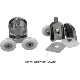 Resim Duşakabin Tekerleği Metal Gövdeli Alt Tekerlek Krom Teker Çapı 24 Krom 