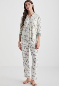 Resim Yumuşak dokulu hamile lohusa pijama takımı - Çiçek Desenli / M 
