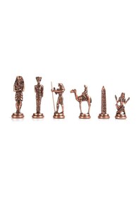 Resim Gifthome Metal Mısır Satranç Takımı Antik Ve Mermer Desenli Mdf Sandıklı Satranç Tahtası 36x36x6 Cm. 