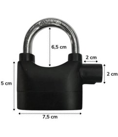 Resim Desibel Siyah Alarmlı Çok Fonksiyonlu Ekstra Güvenlikli Kare Asma Dolap Kilidi 