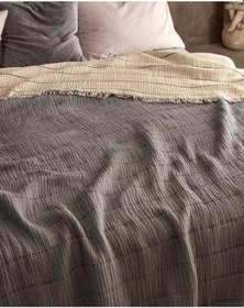 Resim Madame Coco Carolines Çift Kişilik Pamuklu Yatak Örtüsü - Gri 8684427188118 Gri 