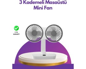 Resim Hatıra Kutusu 4 Kademeli Hız Ayarlı USB Şarjlı Çift Taraflı Masaüstü Vantilatör - Lisinya 