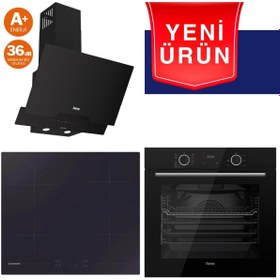 Resim Ferre & Hoover FryArt Serisi Midnight Touch Siyah Ankastre Set (D063-SA + HH64CCB + XE63CS) 