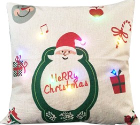 Resim Hombey Noel Desenli Led Işıklı Linen Yastık Kılıfı 45x45cm - Otomobil/canapé/pencere Dekoru, Renkli Işık Şeridi, Fermuar Kapanma Çok Renkli 