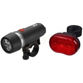 Resim T.concept Pilli Bisiklet Ön Arka Far Stop Lambası Seti Siyah - Kırmızı - Beyaz 