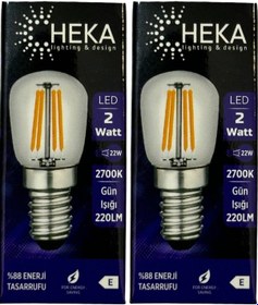 Resim Heka 2w 22w 2700k Sarı Işık E14 Duylu Led Rustik Ampul 2 Adet 