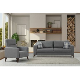 Resim Minar Kristal 3+1 Berjer Koltuk Takımı Koyu Gri 