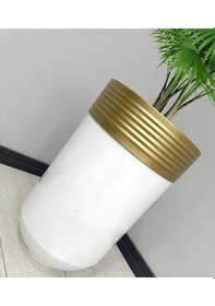 Resim Elegant Dekoratif Eskitme Darbuka Parlak Beyaz Saksı 70cm 