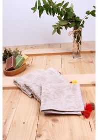 Resim Baveno Jakarlı Püsküllü 3'lü Kadife 30X30 Mutfak Misafir Havlusu 