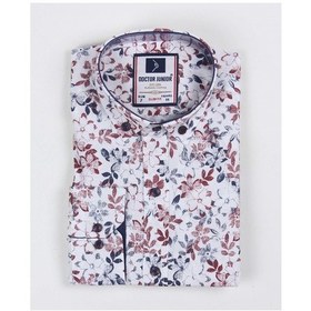 Resim Doctor Junior Erkek Çocuk Katlanır Kollu Çiçekli Slim Fit Gömlek Bordo 