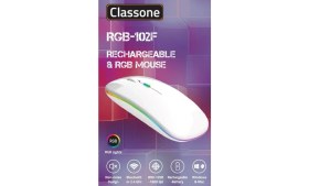 Resim Classone RGB-102F Rgb Işıklı, Efektli, Silent-Sessiz, Rf Kablosuz, Bluetooth Mouse - Beyaz 
