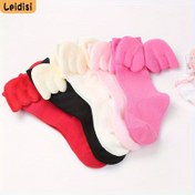 Resim 1 çift/3 çift melek kanadı süslemeli kız pamuklu çoraplar sevimli ve tatlı üç boyutlu kanatlı topuklu çoraplar 