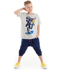 Resim Denokids Mushi Mavi Kaykay Erkek Çocuk T-Shirt Kapri Takım Çok Renkli 