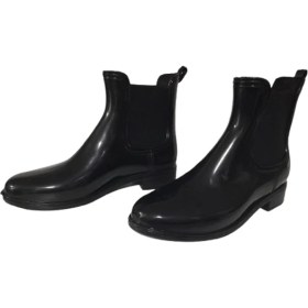 Resim Rain Shoes Kadın Plastik Kısa Lastikli Yağmur Çizmesi Ince Taban Siyah Renk 