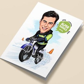 Resim Karda Bisiklet Keyfi Karikatürlü Tebrik Kartı 