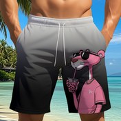 Resim Erkekler için Hawai Gündelik Şortlar - 3D Dijital Baskı Gradyan Stil & Ayarlanabilir Bel, Nefes Alabilen Kumaş, Makinede Yıkanabilir, Pembe Karikatür Desenli Plaj ve Yazlık Tasarım, Pürüzsüz Dokulu, Dış Mekan Modası, Rahat Kesim, Genç Yetişkinler İçin 