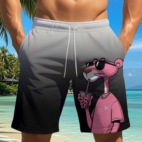 Resim Erkekler için Hawai Gündelik Şortlar - 3D Dijital Baskı Gradyan Stil & Ayarlanabilir Bel, Nefes Alabilen Kumaş, Makinede Yıkanabilir, Pembe Karikatür Desenli Plaj ve Yazlık Tasarım, Pürüzsüz Dokulu, Dış Mekan Modası, Rahat Kesim, Genç Yetişkinler İçin 