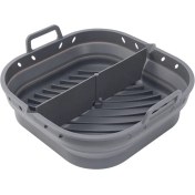 Resim Hava Fritöz Silikon Plaka Kare Yeniden Kullanılabilir Hava Fritöz Pişirme Aksesuarları Katlanabilir 8.5in Airfryer Aracı Pişirme Kalıp Gri (Yurt Dışından) 