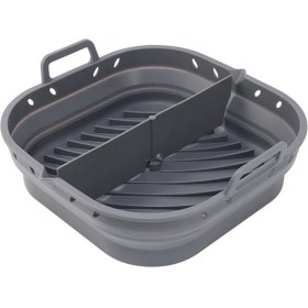 Resim Hava Fritöz Silikon Plaka Kare Yeniden Kullanılabilir Hava Fritöz Pişirme Aksesuarları Katlanabilir 8.5in Airfryer Aracı Pişirme Kalıp Gri (Yurt Dışından) 