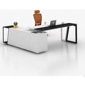 Resim Dila Siyah&beyaz Metal Yönetici Çalışma Masası 220 200 