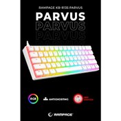 Resim Rampage KB-R135 Parvus Beyaz Type-C Bağlantilı RGB Puding Tuşlu Red Switch Us Gaming Oyuncu Klavyesi 