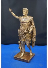 Resim Sezar Augustus Roma İmparatoru Heykeli - 33 Cm Dekoratif Biblo, Ev & Ofis Hediyelik Aksesuar Altın 