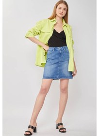 Resim Kadın Açık Mavi Jean Midi Etek 16S100-1 