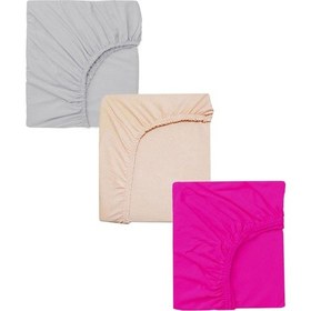 Resim 3 Adet Pamuklu Ve Lastikli 60 X 120 Cm Penye Bebek Çarşaf-fuşya-somon 