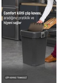 Resim Banyo Çöp Kovası 18 Lt Banyo Çöp Kutusu Antrasit Çöp Kovası Antrasit 