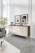 Resim mapahomeliving Trend Konsol Mdf Mebran Kapak Ekru Ceviz Gold 