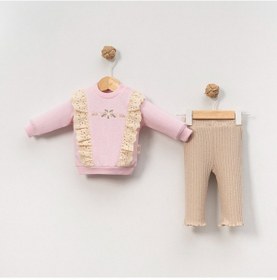 Resim Çakar Bebe 6-18 Aylık Güllü Nakışlı 2li Takım -8035155 - Pembe Pembe 