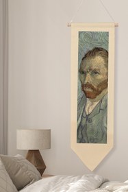 Resim Van Gogh Duvar Halısı, Sanat Serisi Dekor, 100cm Kanvas Flama Askılı Duvar Örtüsü NO:740 - Renkli - 11 / 30 x 100 