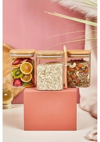 Resim 3 Lü Kaşıklı Cam Kavanoz Seti Baharatlık Saklama Kavanozu 450 Ml Çok Renkli 