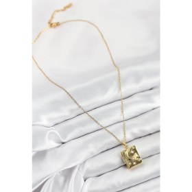 Resim Mena Rise 316L Çelik Zirkon Taşlı Açılabilr Kapaklı Kitap Model Gold Renk Kadın Kolye - Lisinya 