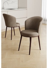 Resim Canisa Asfel Serisi Mdf 77x130 Traverten Yandan Açılabilir Mutfak Masası Takımı 4 Cappucino Sandalye Traverten Masa Cappucino Sandakye 