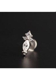 Resim 316 L Cerrahi Çelik Arma Zirkon Taşlı Helix Tragus Dudak Kıkırdak Piercingi Gümüş 