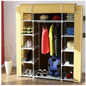 Resim PORMET Güçlendirilmiş Çelik Yapım Çelik Metal Profil Bez Dolap Bej Renk 