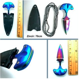 Resim Omeniv Renkli Ayı Dişi Çelik Kolye Çakı Bıçak Anahtarlık Kolye Çok Renkli 