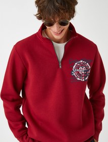 Resim Kolej Sweatshirt Şardonlu Dik Yaka Fermuar Detaylı 